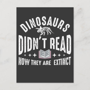 Dino extinction Book Reading Funny Dinosaurs Briefkaart