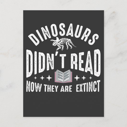 Dino extinction Book Reading Funny Dinosaurs Briefkaart (Voorkant)