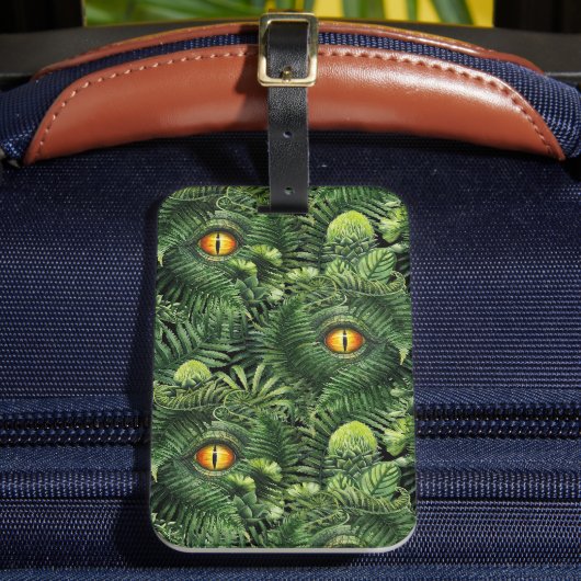 Dino-Eyes Groene Planten Oude Wezens Kunst Bagagelabel (Voorkant Insitu 2)