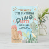 Dino Feest Baby Uitnodiging (Staand voorkant)