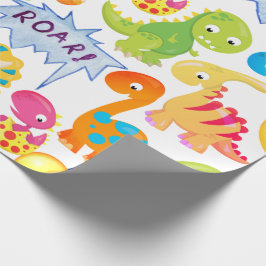 Dino Feest Ballonnen Aanpasbaar Rawr Cadeaupapier