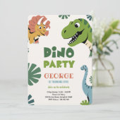 Dino Feest | Schattige Grappige Dinosaurussen 5e V Kaart (Staand voorkant)