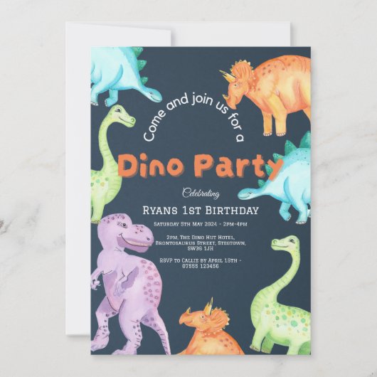 Dino-feest uitnodiging (Voorkant)