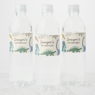 Dino Feest Waterfles Label Etiket