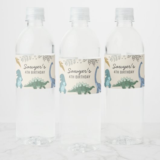 Dino Feest Waterfles Label Etiket (Flessen)