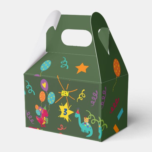 Dino feestafel servies voor kinderen bedankdoosjes (Voorkant Zijde)
