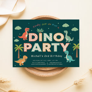 Dino Feestje   Cute Jungle Dinosauriërs 2e Verjaar Kaart
