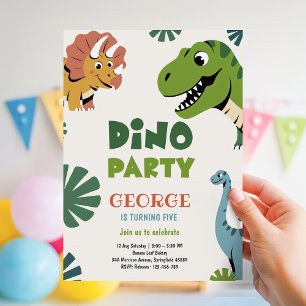 Dino Feestje Grappige Cute Dinosaur 5e Verjaardags Kaart