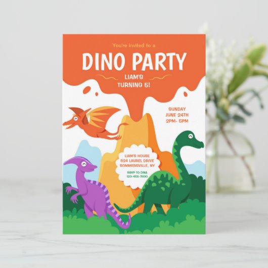 Dino Feestje Kaart (Staand voorkant)