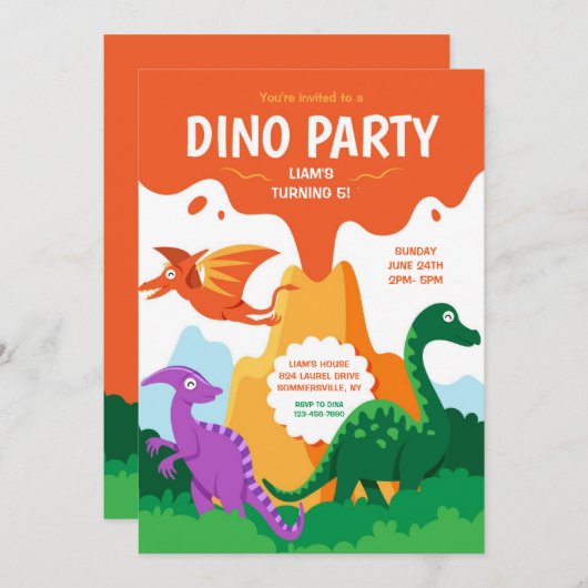 Dino Feestje Kaart (Voorkant / Achterkant)
