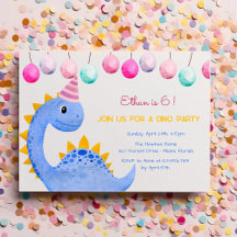 Dino feestje kinder verjaardagsuitnodiging