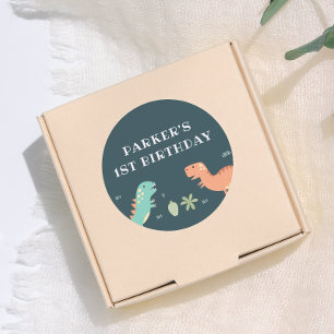 Dino Feestje Schattige Dinosauriërs Jongens Verjaa Ronde Sticker