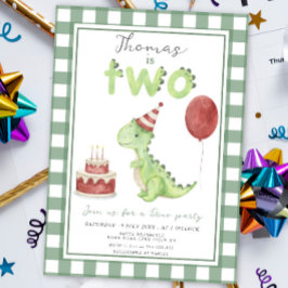 Dino Feestje | Schattige Dinosaurus Twee-Rex Verja Kaart