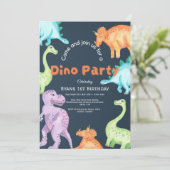 Dino-feestuitnodiging Kaart (Staand voorkant)