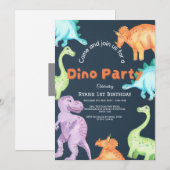 Dino-feestuitnodiging Kaart (Voorkant / Achterkant)