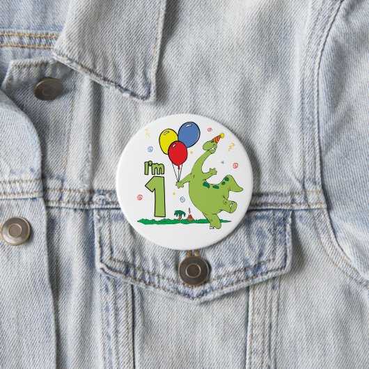 Dino First Birthday Button (In situ)
