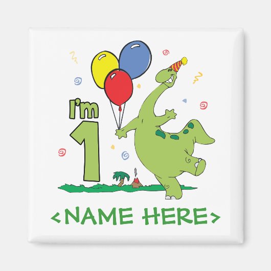 Dino First Birthday Magneet (Voorkant)