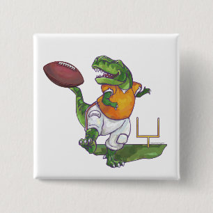 Dino Football Player Vierkante Button 5,1 Cm