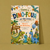 Dino-Four 4e verjaardagsuitnodiging Kaart