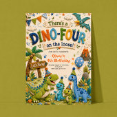 Dino-Four 4e verjaardagsuitnodiging Kaart