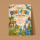 Dino-Four 4e verjaardagsuitnodiging Kaart