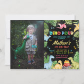 Dino Four T-Rex Dinosaurus 4e verjaardag foto Kaart (Voorkant)