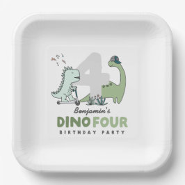 Dino Four Verjaardagsfeest Papieren Borden Bordje