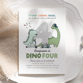 Dino-Four verjaardagsfeestje uitnodiging