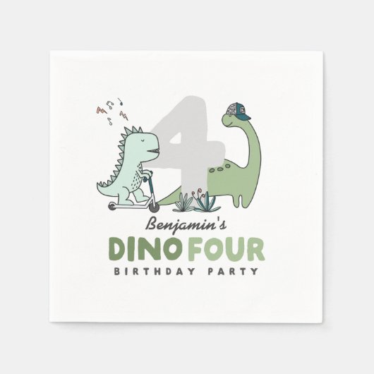 Dino Four Verjaardagsservetten Servet (Voorkant)