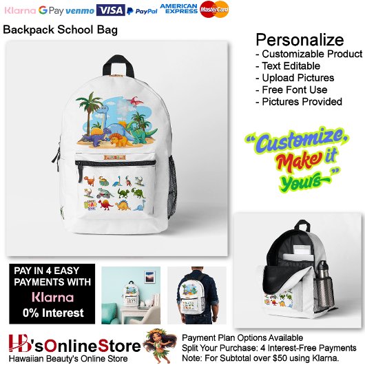 Dino Friends Backpack Print Cut Sew School Bag 11 Bedrukte Rugzak