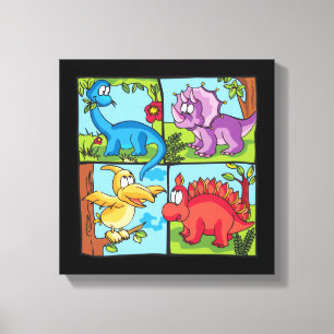 Dino Friends Canvas Afdruk