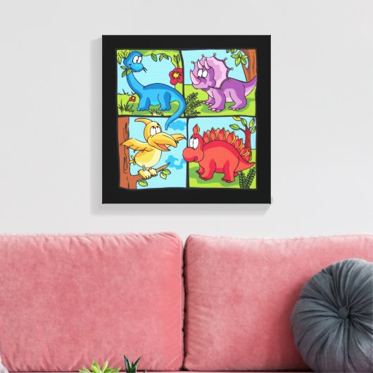 Dino Friends Canvas Afdruk (Insitu (Woonkamer))