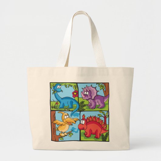 Dino Friends Grote Tote Bag (Voorkant)