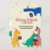 Dino Friends Verjaardag Uitnodiging (Voorkant / Achterkant)