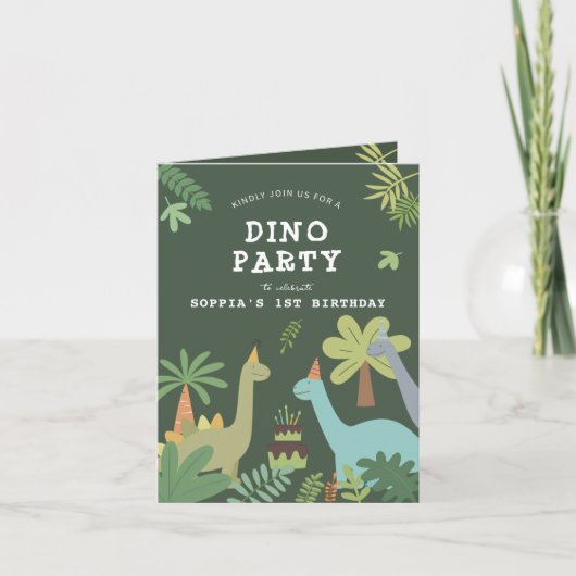 Dino Friends Verjaardag Uitnodiging (Voorkant)