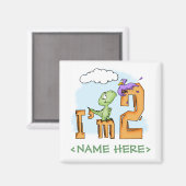 Dino Fun 2e verjaardag Magneet (Voorkant / Achterkant)