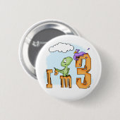 Dino Fun 3rd Birthday Ronde Button 5,7 Cm (Voorkant /achterkant)