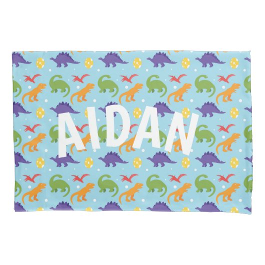 Dino Fun Kinder Red Oranje Green Paarse Kussensloo Kussensloop (Voorkant)