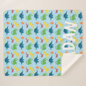 Dino Fun Kinder Red Yellow Green Blue Sherpa Blank Deken (Voorkant (horizontaal))