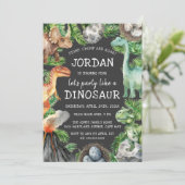 Dino Fun Verjaardagsfeest Kaart (Staand voorkant)