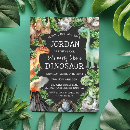 Dino Fun Verjaardagsfeest Kaart
