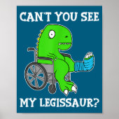Dino Funny Get Well Broken Leg Gift Dinosaur With Poster (Voorkant)