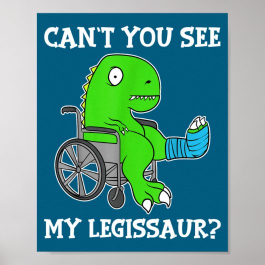 Dino Funny Get Well Broken Leg Gift Dinosaur With Poster (Voorkant)
