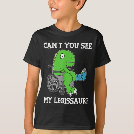 Dino Funny Get Well Broken Leg Gift Dinosaur With T-shirt (Voorkant)