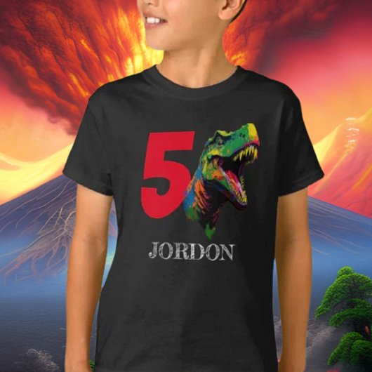 Dino Gelukkige 5e Verjaardag T-shirt