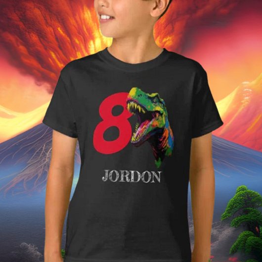 Dino Gelukkige 8e Verjaardag T-shirt