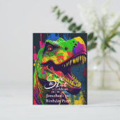 Dino Gelukkige T-Rex Save de datum Briefkaart (Staand voorkant)