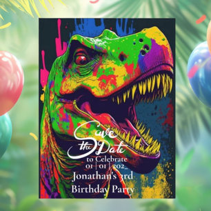 Dino Gelukkige T-Rex Save de datum  Briefkaart