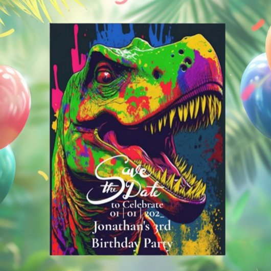 Dino Gelukkige T-Rex Save de datum Briefkaart