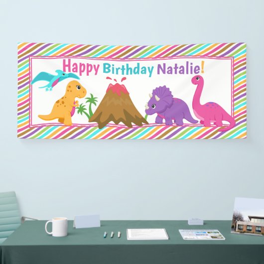 Dino Girl Birthday Banner (Beurs)